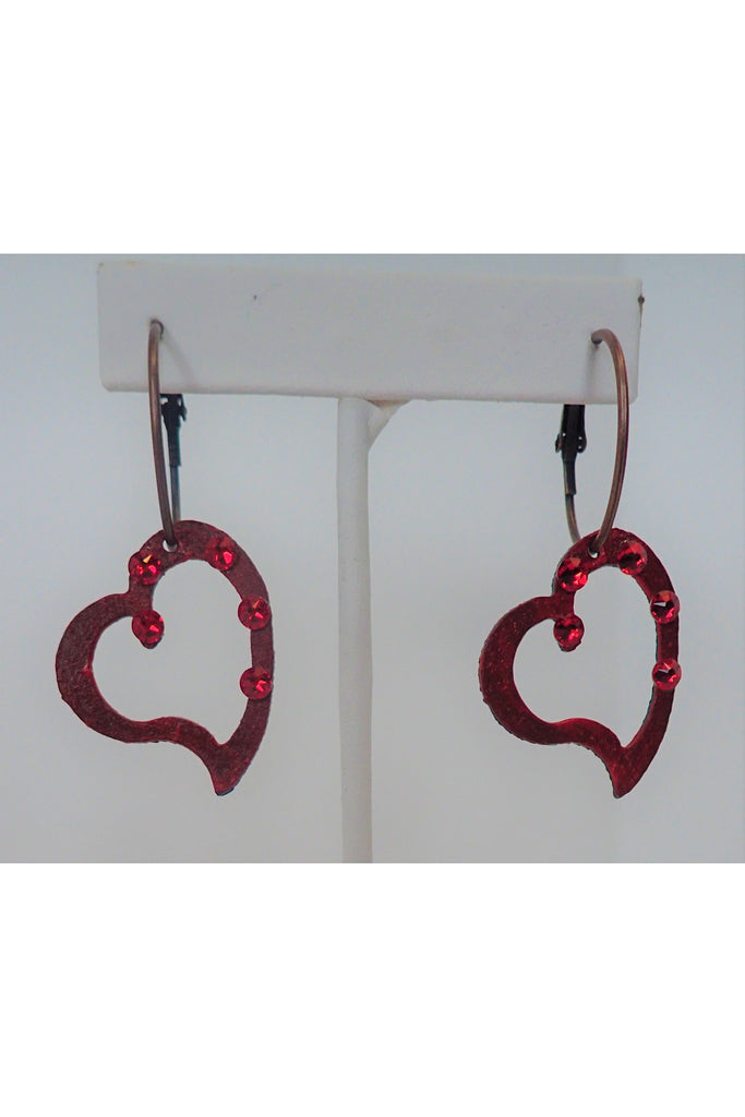 Red Metal Heart Earrings-Earrings-Deja Nu Tx-Deja Nu Boutique, Women's Fashion Boutique in Lampasas, Texas