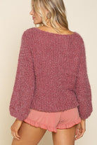 POL Alpaca Sweater In Sangria Red With Dolman Sleeves-Sweaters-POL-Deja Nu Boutique, Women's Fashion Boutique in Lampasas, Texas