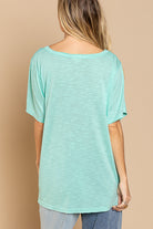 POL Basic And Soft Slub V Neckline Tee In Paradise Mint-Tops-POL-Deja Nu Boutique, Women's Fashion Boutique in Lampasas, Texas