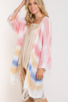 POL Berry Rainbow Distressed Cardigan-Cardigans & Kimonos-POL-Deja Nu Boutique, Women's Fashion Boutique in Lampasas, Texas