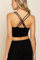 POL Black Lace Crop Bralette With Crisscross Back-Camis/Tanks-POL-Deja Nu Boutique, Women's Fashion Boutique in Lampasas, Texas