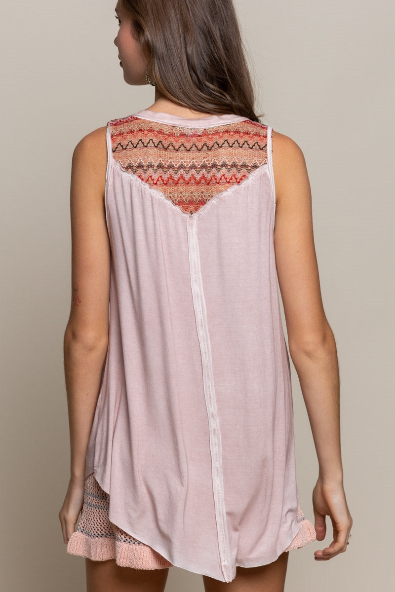 POL Button Front Pink Multi Tank-Tops-POL-Deja Nu Boutique, Women's Fashion Boutique in Lampasas, Texas