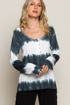 POL Dip Dyed Indigo And White Long Sleeve Tee-Tops-POL-Deja Nu Boutique, Women's Fashion Boutique in Lampasas, Texas