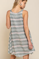 POL Grey Multi Zig Zag Pattern Dress-Dresses-POL-Deja Nu Boutique, Women's Fashion Boutique in Lampasas, Texas