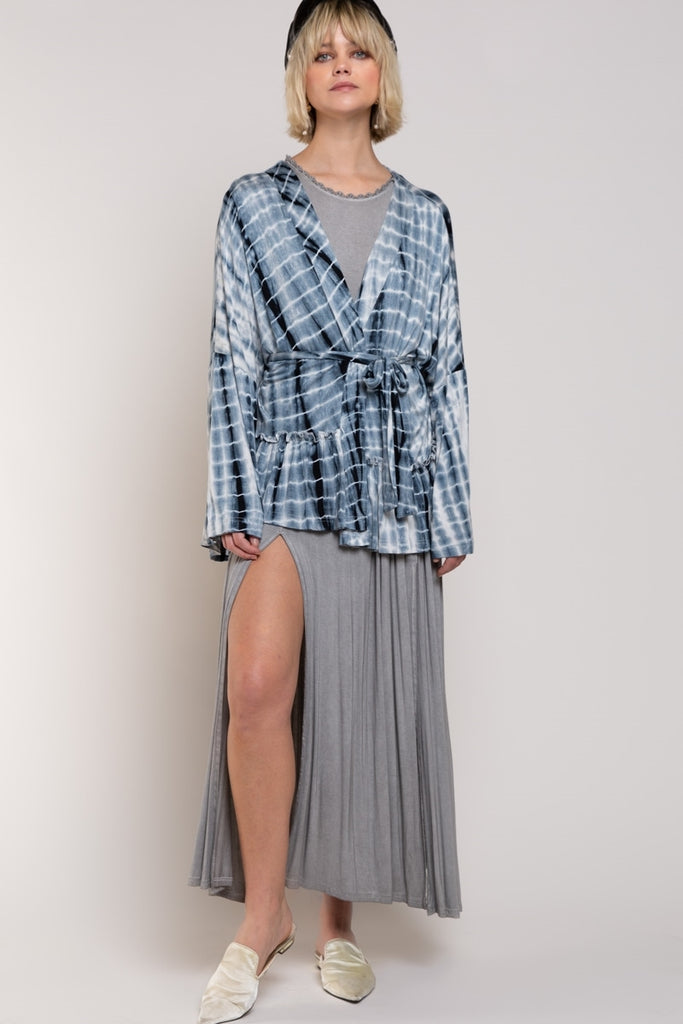 POL Ocean Grey Tie Dye Cardigan-Cardigans & Kimonos-POL-Deja Nu Boutique, Women's Fashion Boutique in Lampasas, Texas