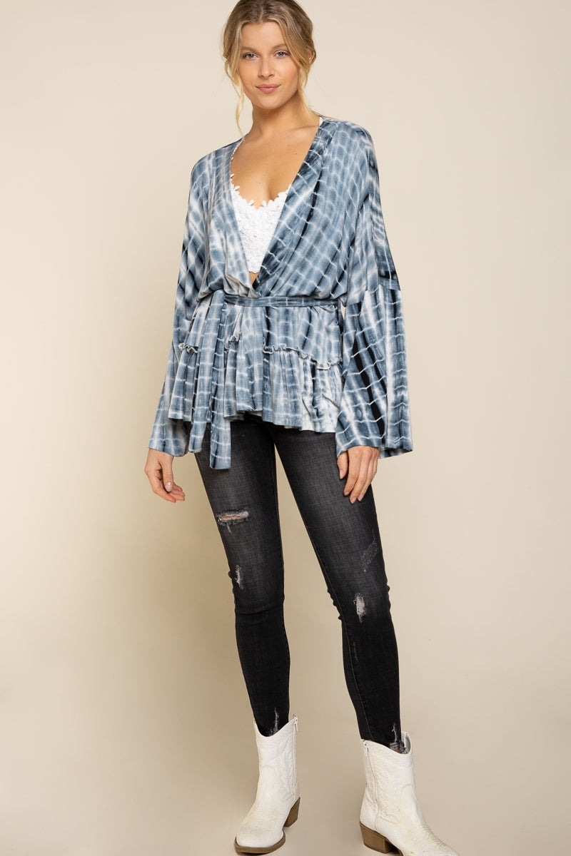 POL Ocean Grey Tie Dye Cardigan-Cardigans & Kimonos-POL-Deja Nu Boutique, Women's Fashion Boutique in Lampasas, Texas