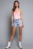 POL Pink Frappe Tie Dye Eyelash Trim Camisole-Tops-POL-Deja Nu Boutique, Women's Fashion Boutique in Lampasas, Texas