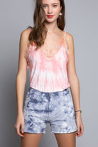 POL Pink Frappe Tie Dye Eyelash Trim Camisole-Tops-POL-Deja Nu Boutique, Women's Fashion Boutique in Lampasas, Texas