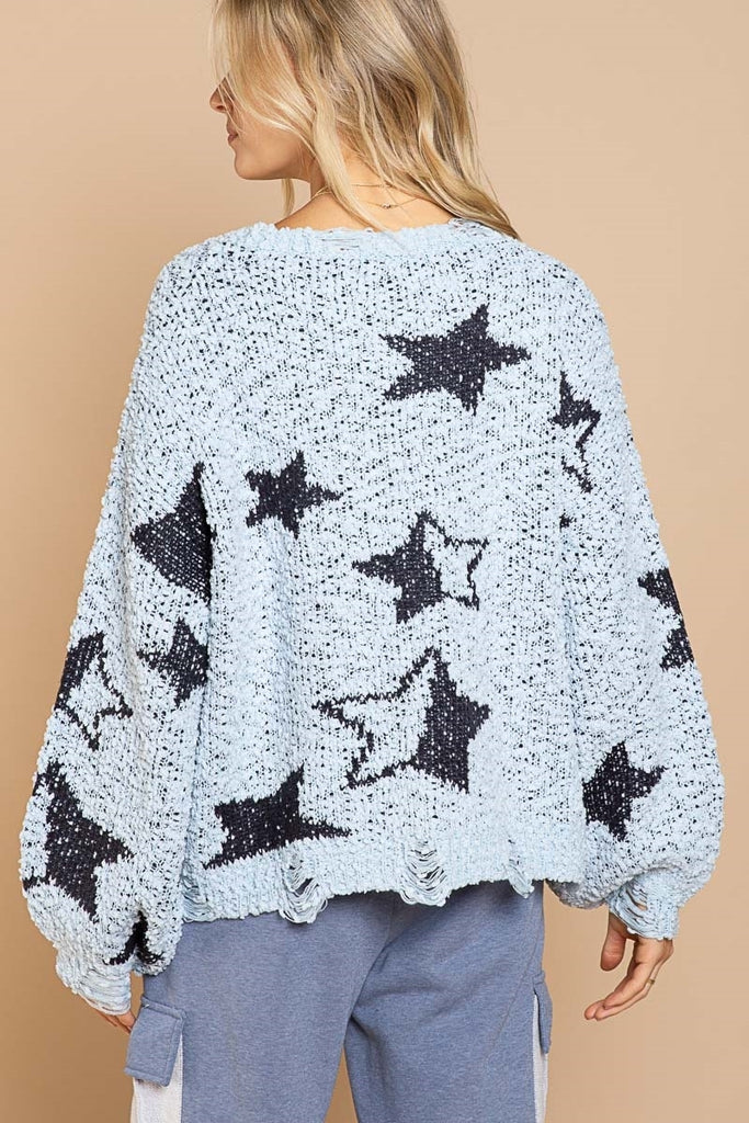 POL Popcorn Star Sweater With Balloon Sleeves-Sweaters-POL-Deja Nu Boutique, Women's Fashion Boutique in Lampasas, Texas