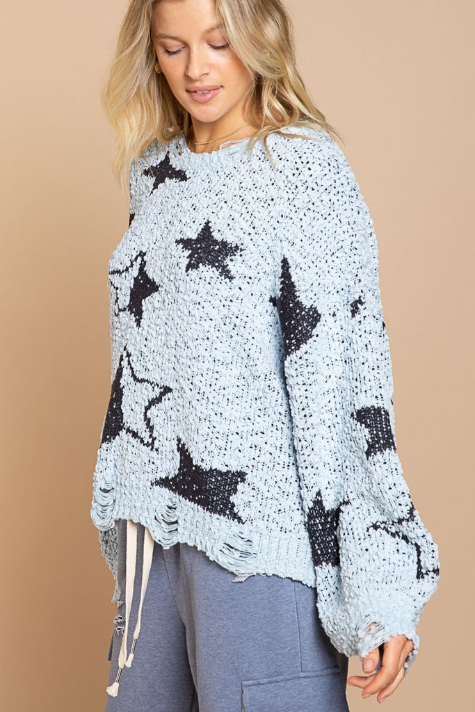 POL Popcorn Star Sweater With Balloon Sleeves-Sweaters-POL-Deja Nu Boutique, Women's Fashion Boutique in Lampasas, Texas