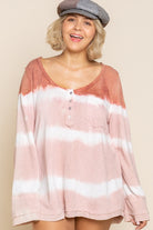 POL Wild Strawberry Stripe Tie Dye Plus Sweater-Curvy/Plus Tops-POL-Deja Nu Boutique, Women's Fashion Boutique in Lampasas, Texas