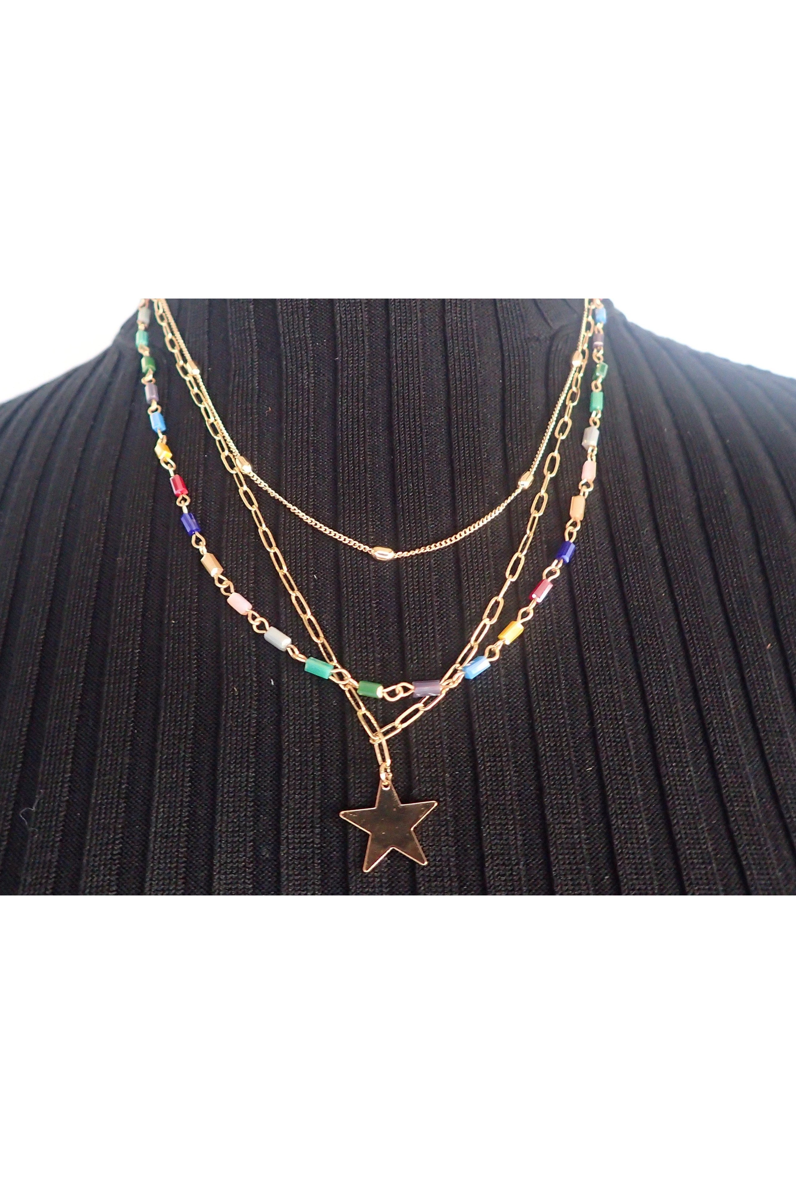 Project Three Chain Gold Necklace With Star Pendant - Two Colors-Necklaces-Project-Deja Nu Boutique, Women's Fashion Boutique in Lampasas, Texas