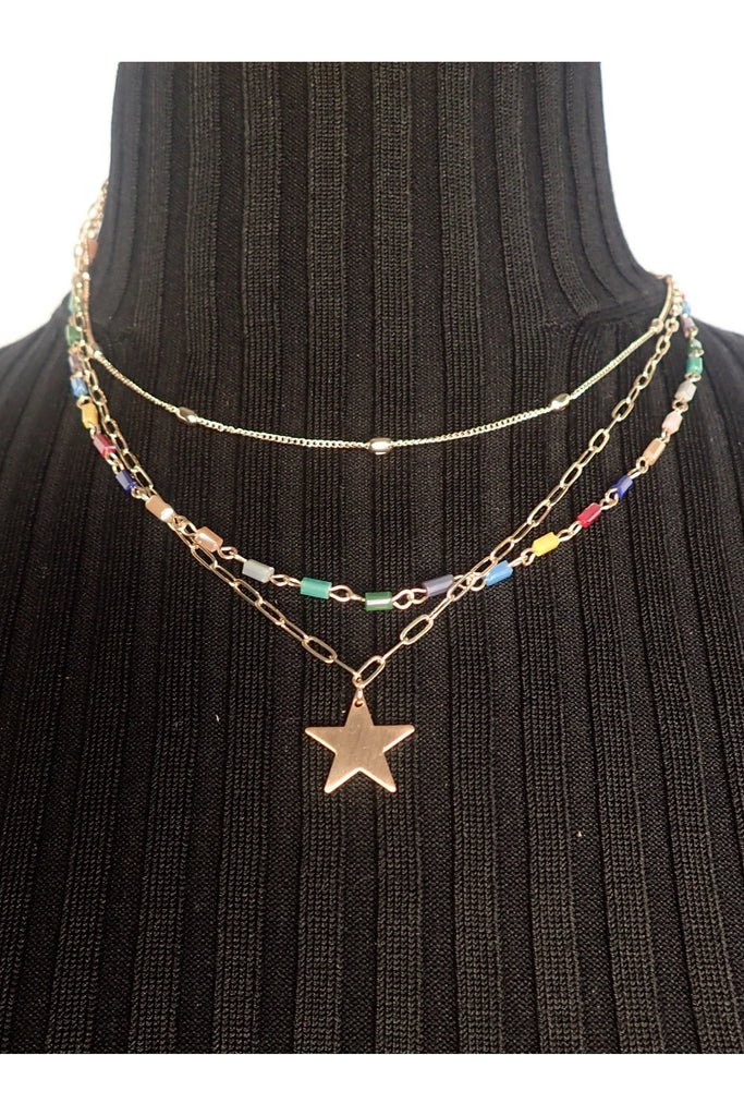 Project Three Chain Gold Necklace With Star Pendant - Two Colors-Necklaces-Project-Deja Nu Boutique, Women's Fashion Boutique in Lampasas, Texas