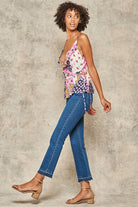 Promesa Patchwork Floral Wrap Cami Top-Tops-Promesa-Deja Nu Boutique, Women's Fashion Boutique in Lampasas, Texas