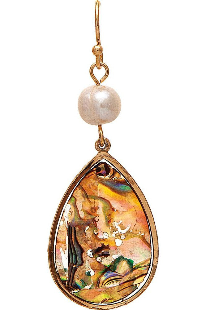 Rain Jewelry Gold Abalone Teardrop Pearl Earring-Earrings-Rain Jewelry Collection-Deja Nu Boutique, Women's Fashion Boutique in Lampasas, Texas