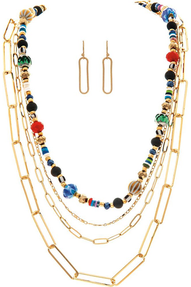 Rain Jewelry Gold Black Multicolored Chain Necklace Set-Necklaces-Rain Jewelry Collection-Deja Nu Boutique, Women's Fashion Boutique in Lampasas, Texas