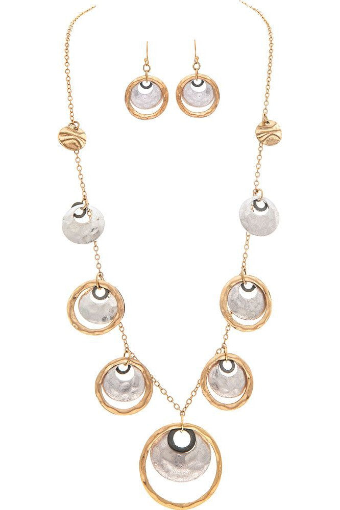 Rain Jewelry Gold Hematite Circles Drops Chain Necklace Set-Necklaces-Rain Jewelry Collection-Deja Nu Boutique, Women's Fashion Boutique in Lampasas, Texas
