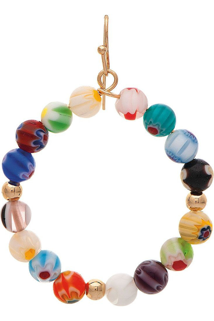 Rain Jewelry Gold Millefiori Bead Round Earring-Earrings-Rain Jewelry Collection-Deja Nu Boutique, Women's Fashion Boutique in Lampasas, Texas