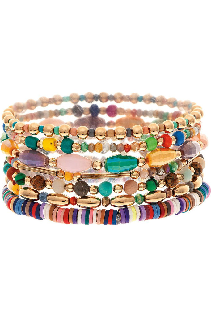 Rain Jewelry Gold Mixed Up Multicolored Beads Bracelet Set-Bracelets-Rain Jewelry Collection-Deja Nu Boutique, Women's Fashion Boutique in Lampasas, Texas