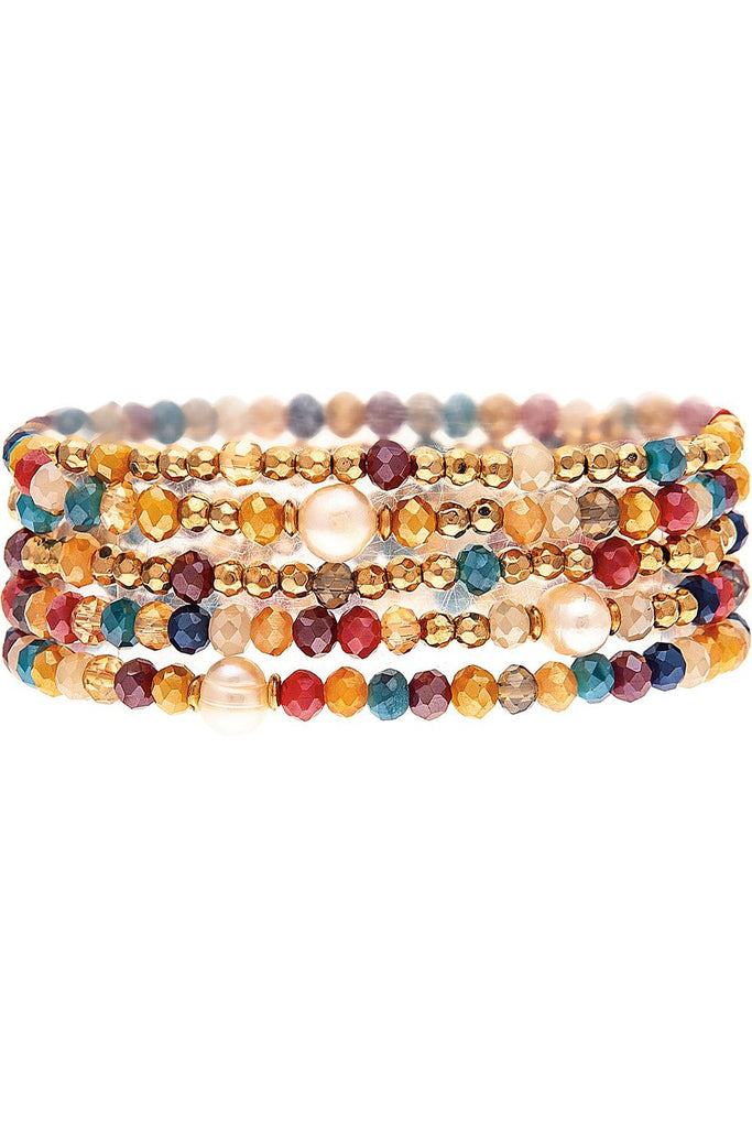 Rain Jewelry Gold Multicolor Stone Bead Bracelet Set-Bracelets-Rain Jewelry Collection-Deja Nu Boutique, Women's Fashion Boutique in Lampasas, Texas