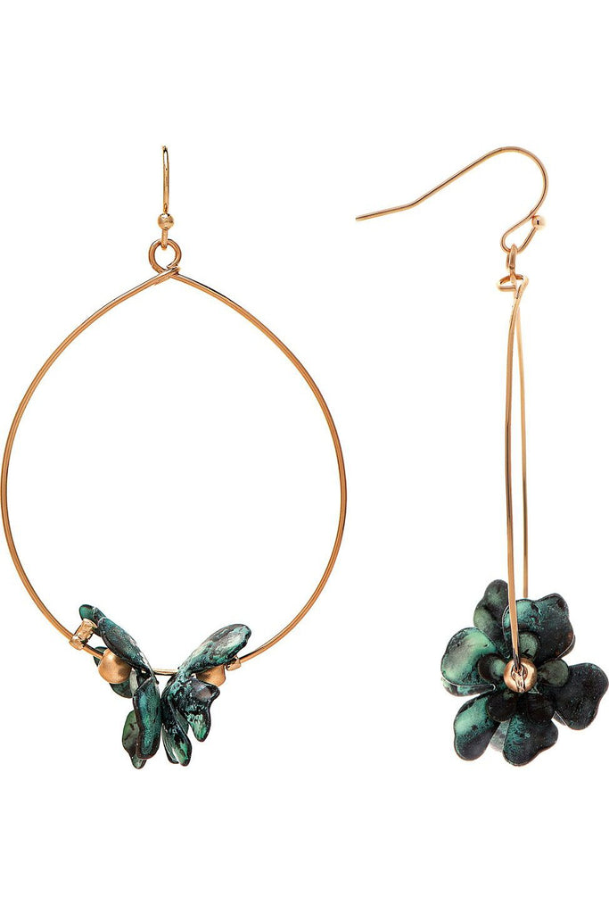 Rain Jewelry Gold Patina Big Hoop Flower Charm Earring-Earrings-Rain Jewelry Collection-Deja Nu Boutique, Women's Fashion Boutique in Lampasas, Texas