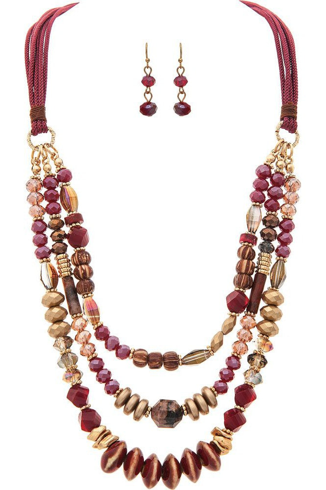 Rain Jewelry Gold Red Glass Ceramic Bead Necklace Set-Necklaces-Rain Jewelry Collection-Deja Nu Boutique, Women's Fashion Boutique in Lampasas, Texas
