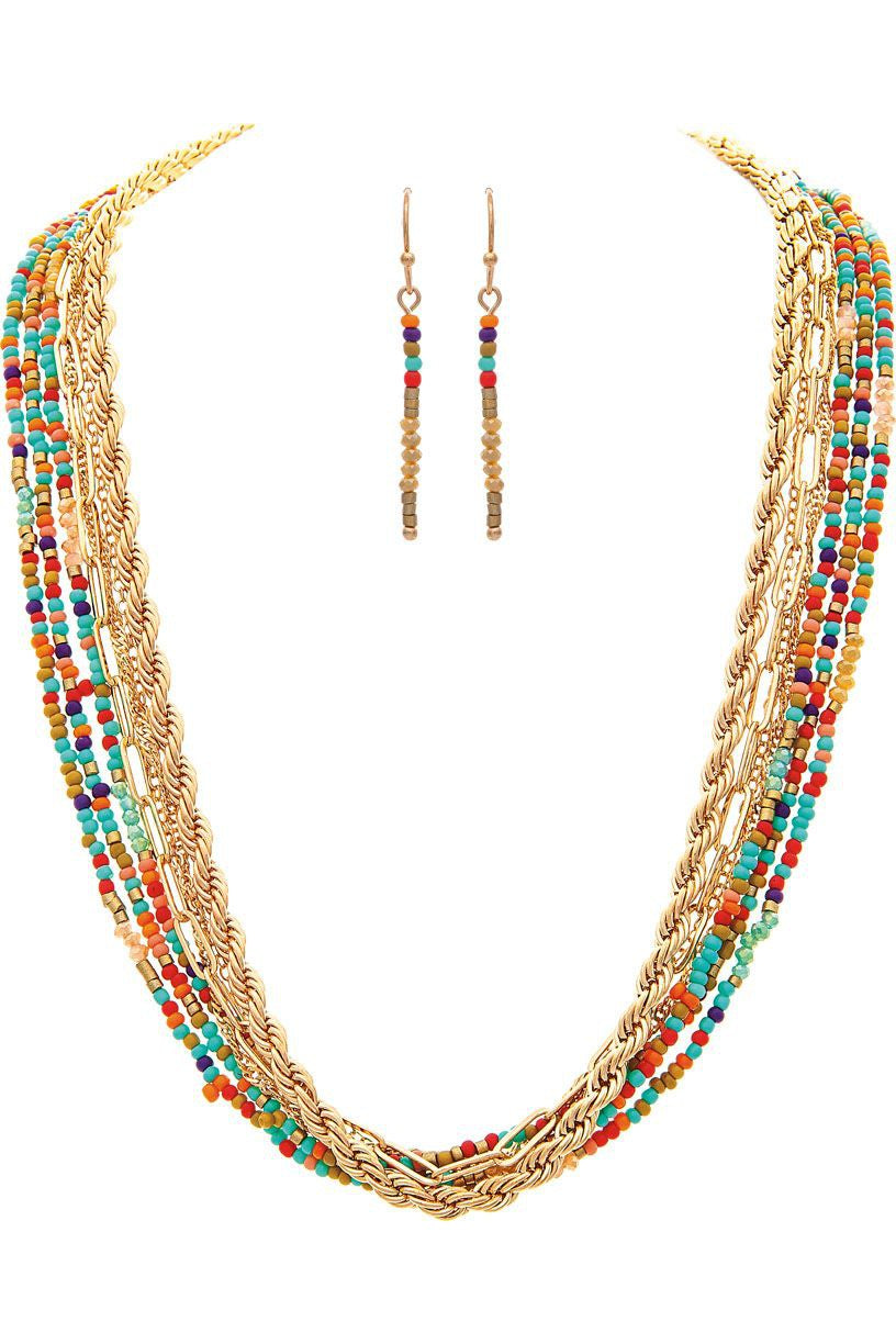 Rain Jewelry Gold Seed Bead Rope Chain Necklace Set-Jewelry Sets-Rain Jewelry Collection-Deja Nu Boutique, Women's Fashion Boutique in Lampasas, Texas