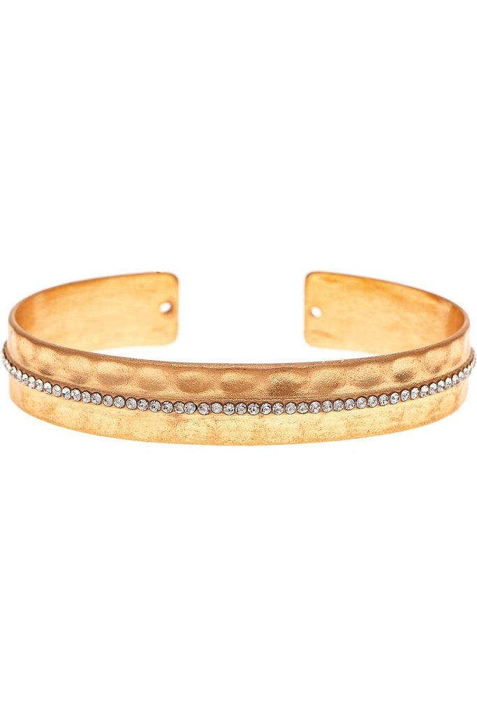 Rain Jewelry Matte Gold Crystal Line Cuff Bracelet-Bracelets-Rain Jewelry Collection-Deja Nu Boutique, Women's Fashion Boutique in Lampasas, Texas
