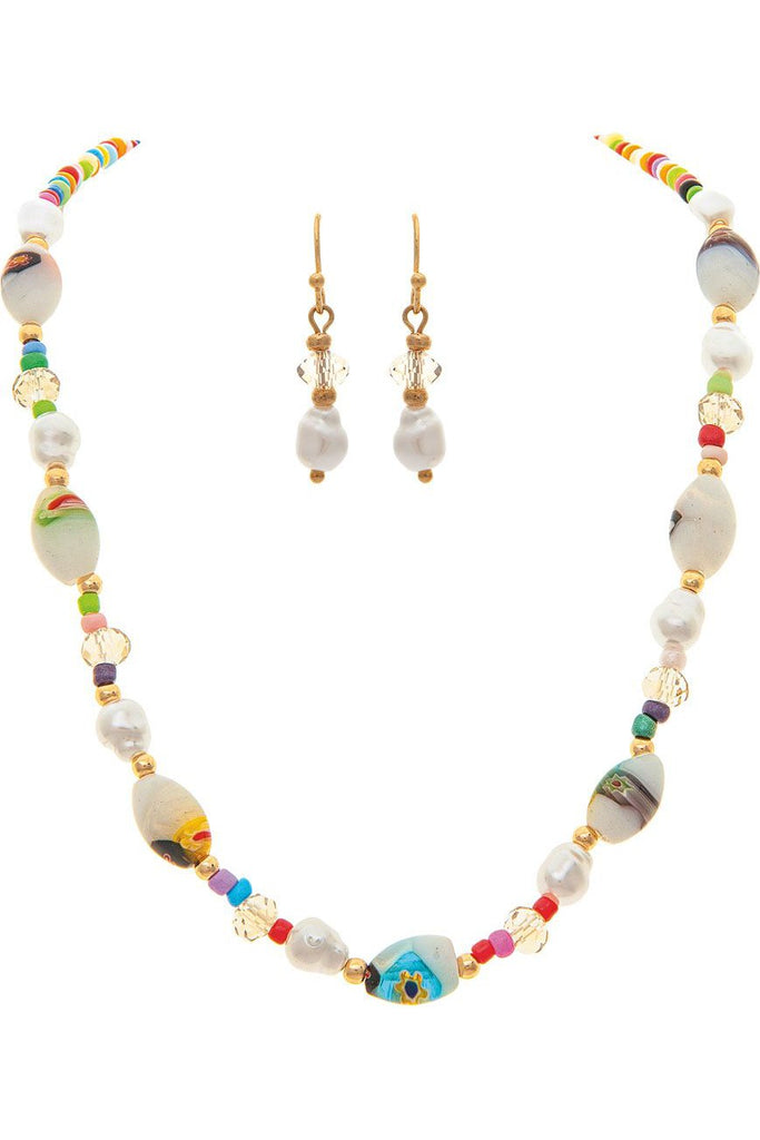 Rain Jewelry Multicolor Millefiori Barrel Bead Necklace-Jewelry Sets-Rain Jewelry Collection-Deja Nu Boutique, Women's Fashion Boutique in Lampasas, Texas