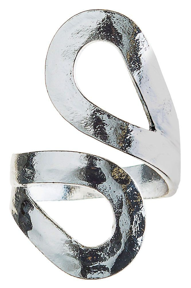 Rain Jewelry Shiny Hammered Silver Loop Bypass Adjustable Ring-Rings-Rain Jewelry Collection-Deja Nu Boutique, Women's Fashion Boutique in Lampasas, Texas