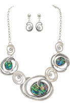 Rain Jewelry Silver Abalone Wave Swirl Necklace Set-Necklaces-Rain Jewelry Collection-Deja Nu Boutique, Women's Fashion Boutique in Lampasas, Texas