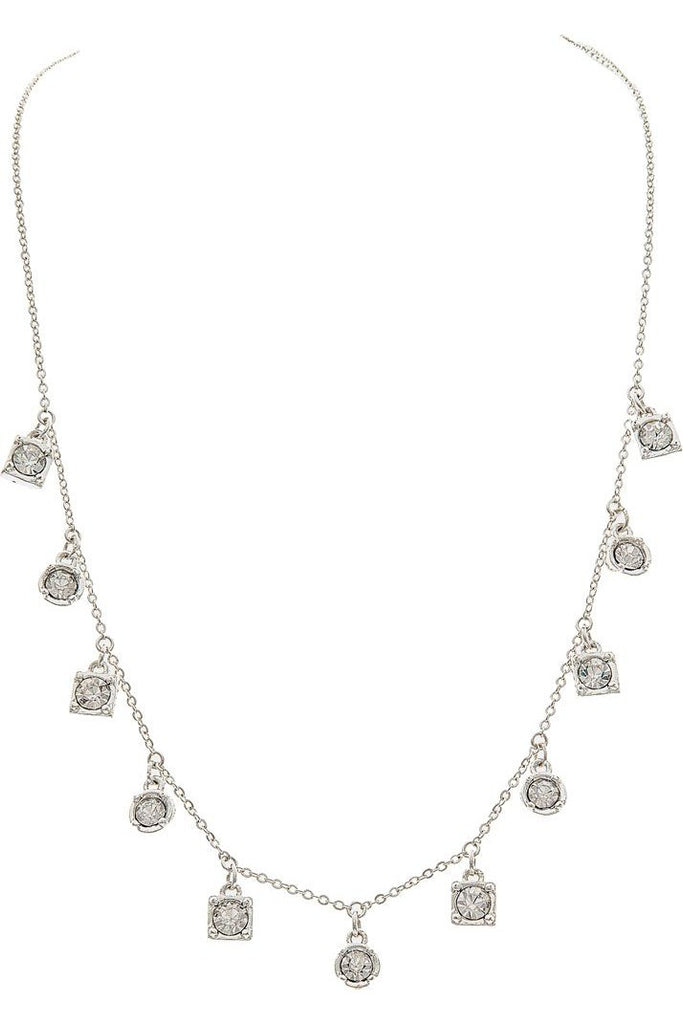 Rain Jewelry Silver Clear Crystal Mixed Shape Drops Dainty Chain Necklace Set-Necklaces-Rain Jewelry Collection-Deja Nu Boutique, Women's Fashion Boutique in Lampasas, Texas