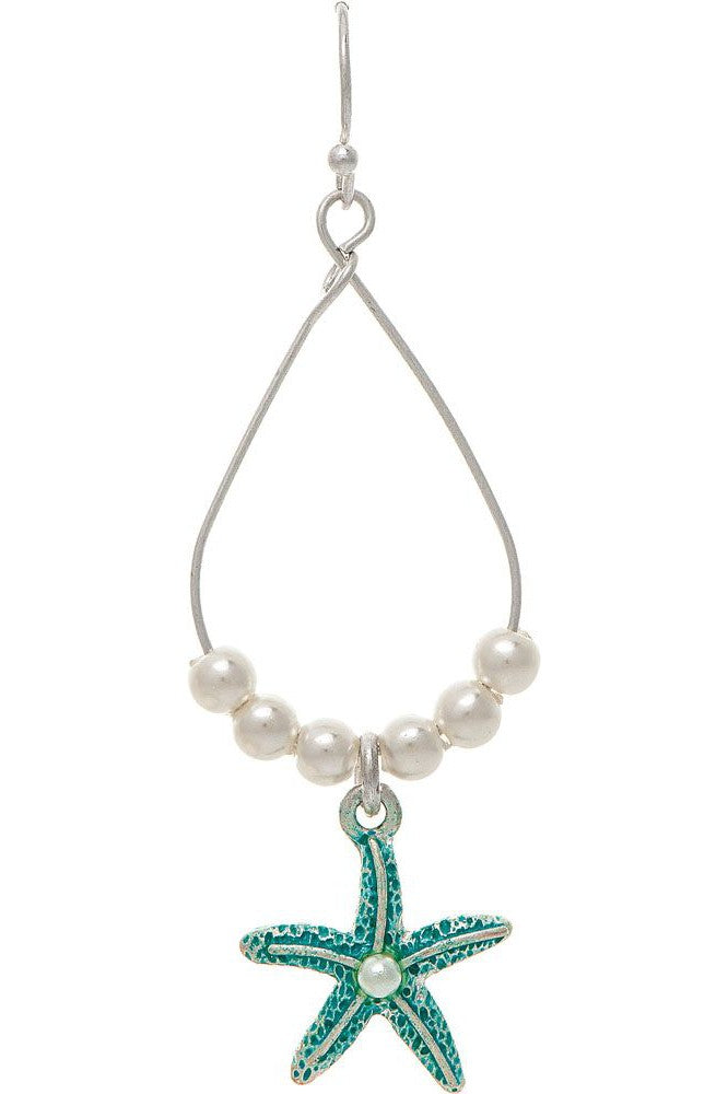 Rain Jewelry Silver Freshwater Pearl Blue Starfish Teardrop Earring-Earrings-Rain Jewelry Collection-Deja Nu Boutique, Women's Fashion Boutique in Lampasas, Texas