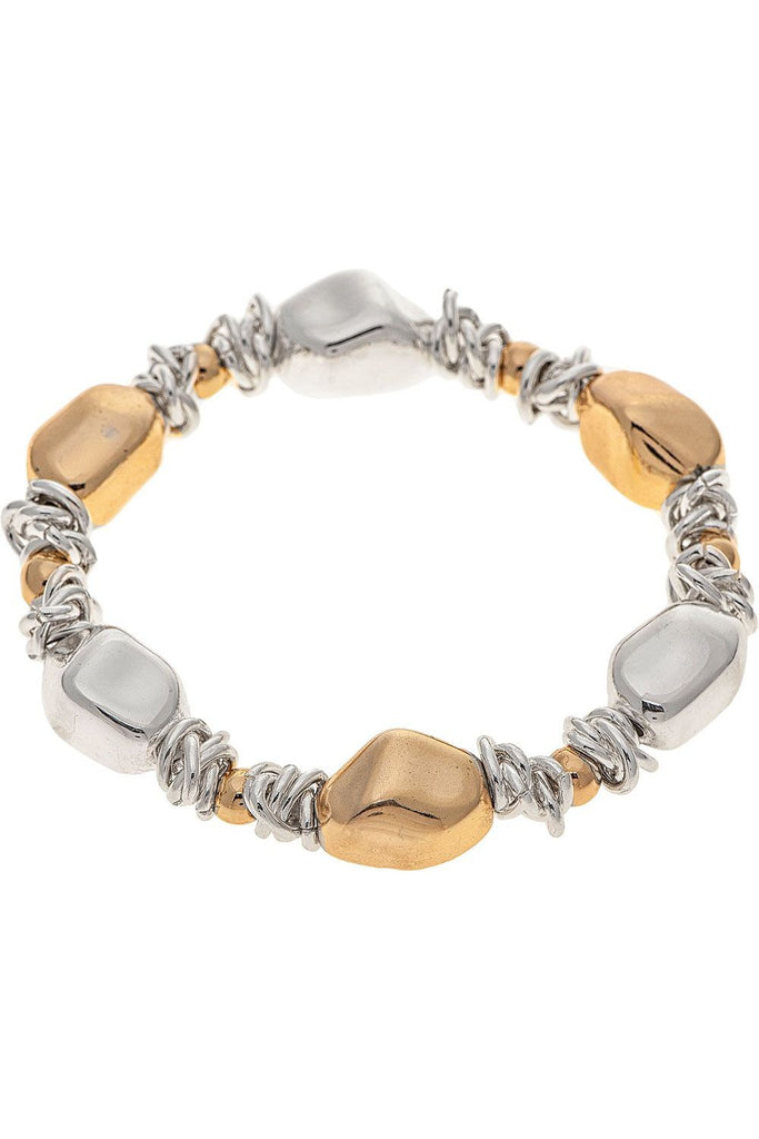 Rain Jewelry Silver Gold Pebbles And Links Bracelet-Bracelets-Rain Jewelry Collection-Deja Nu Boutique, Women's Fashion Boutique in Lampasas, Texas