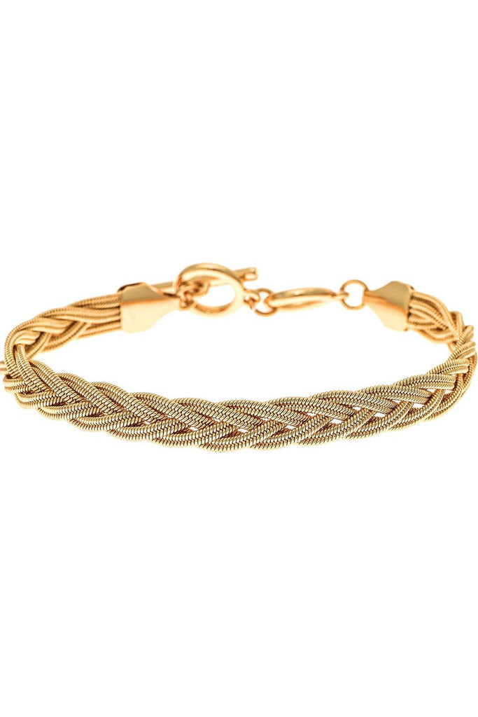 Rain Jewelry Thick Gold Braided Chain Toggle Closure Bracelet-Bracelets-Rain Jewelry Collection-Deja Nu Boutique, Women's Fashion Boutique in Lampasas, Texas