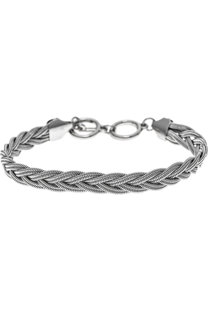 Rain Jewelry Thick Silver Braided Chain Toggle Closure Bracelet-Bracelets-Rain Jewelry Collection-Deja Nu Boutique, Women's Fashion Boutique in Lampasas, Texas