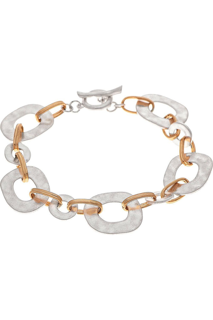 Rain Jewelry Two Tone Circles And Rings Toggle Bracelet-Bracelets-Rain Jewelry Collection-Deja Nu Boutique, Women's Fashion Boutique in Lampasas, Texas