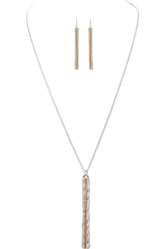 Rain Jewelry Two Tone Narrow Wire Wrap Bar Necklace Set-Necklaces-Rain Jewelry Collection-Deja Nu Boutique, Women's Fashion Boutique in Lampasas, Texas