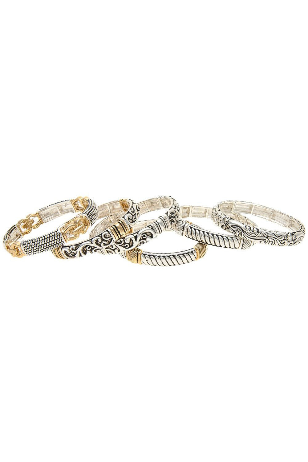 Rain Jewelry Two Tone Oxidized Designer Bracelet In A Set Of Six-Bracelets-Rain Jewelry Collection-Deja Nu Boutique, Women's Fashion Boutique in Lampasas, Texas