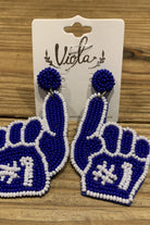 Royal Blue #1 Fan Beaded Earrings-Earrings-Deja Nu Tx-Deja Nu Boutique, Women's Fashion Boutique in Lampasas, Texas