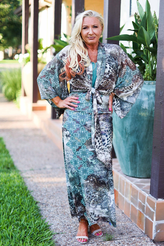 Save The Faith Animal Medallion Kimono-Cardigans & Kimonos-Save The Faith-Deja Nu Boutique, Women's Fashion Boutique in Lampasas, Texas