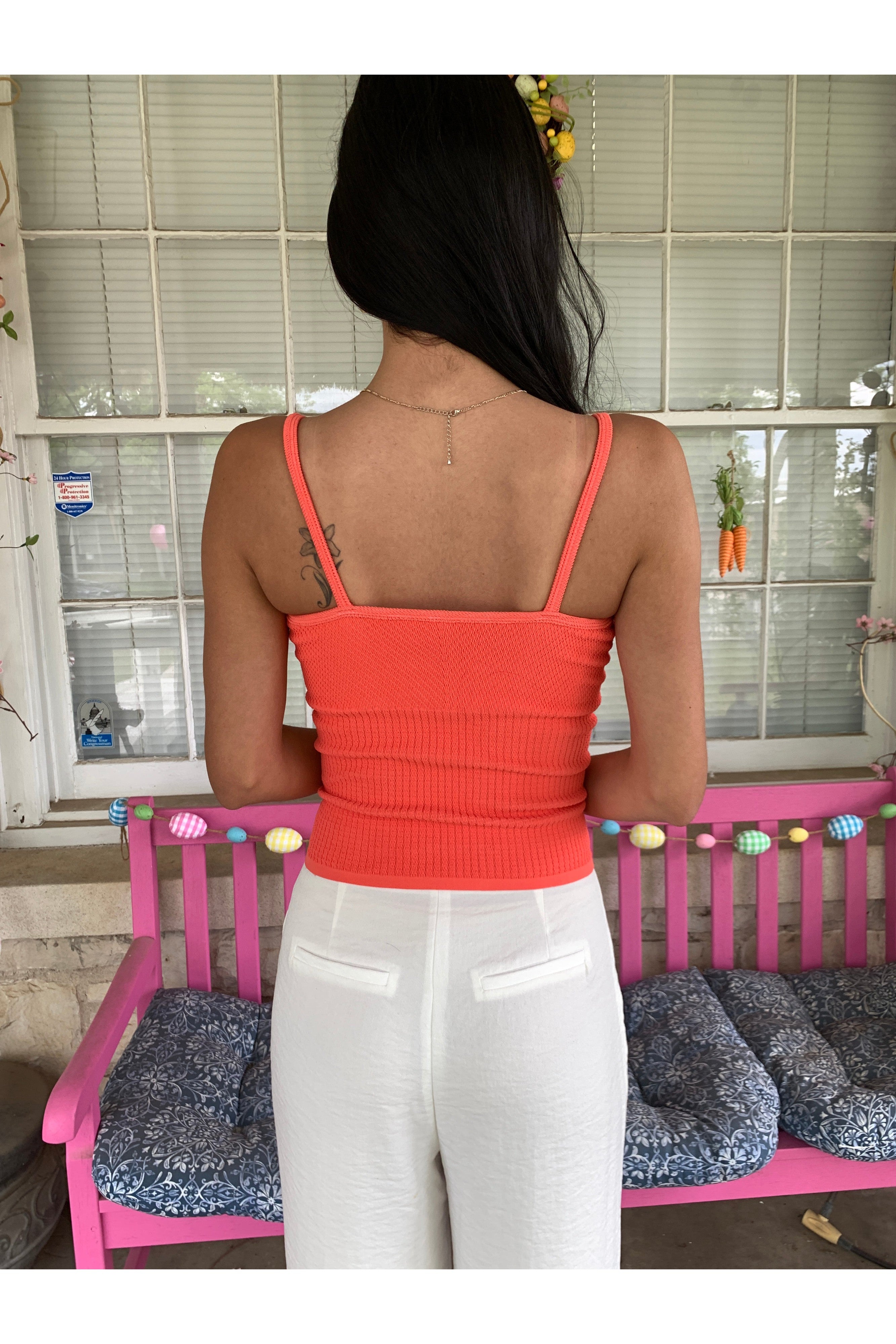 Scala Seamless Orange Cami With Built In Bra-Camis/Tanks-Scala Seamless-Deja Nu Boutique, Women's Fashion Boutique in Lampasas, Texas