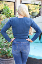 Scala Seamless Woven Square Neck Long Sleeve With Built In Bra In Midnight Blue-Long Sleeves-Scala Seamless-Deja Nu Boutique, Women's Fashion Boutique in Lampasas, Texas