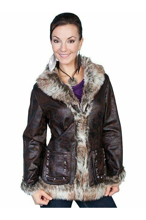 Scully Faux Fur Leather Distressed Jacket-Jackets-Scully-Deja Nu Boutique, Women's Fashion Boutique in Lampasas, Texas