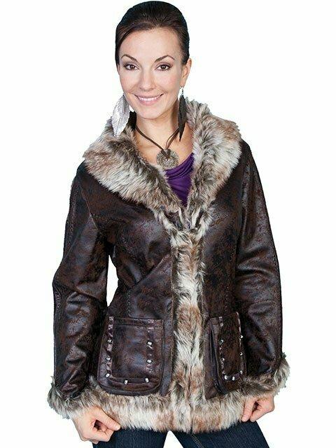 Scully Faux Fur Leather Distressed Jacket-Jackets-Scully-Deja Nu Boutique, Women's Fashion Boutique in Lampasas, Texas