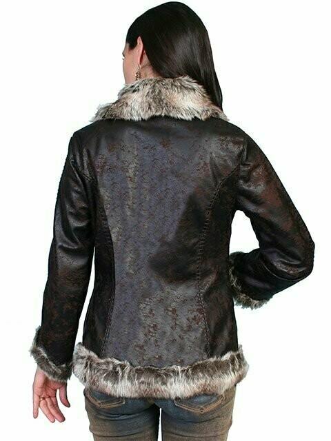 Scully Faux Fur Leather Distressed Jacket-Jackets-Scully-Deja Nu Boutique, Women's Fashion Boutique in Lampasas, Texas