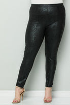 See And Be Seen Black Faux Suede Snake Skin Plus Leggings-Curvy/Plus Bottoms-See And Be Seen-Deja Nu Boutique, Women's Fashion Boutique in Lampasas, Texas