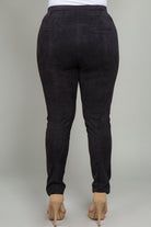 See And Be Seen Charcoal Faux Suede Plus Legging-Curvy/Plus Bottoms-See And Be Seen-Deja Nu Boutique, Women's Fashion Boutique in Lampasas, Texas