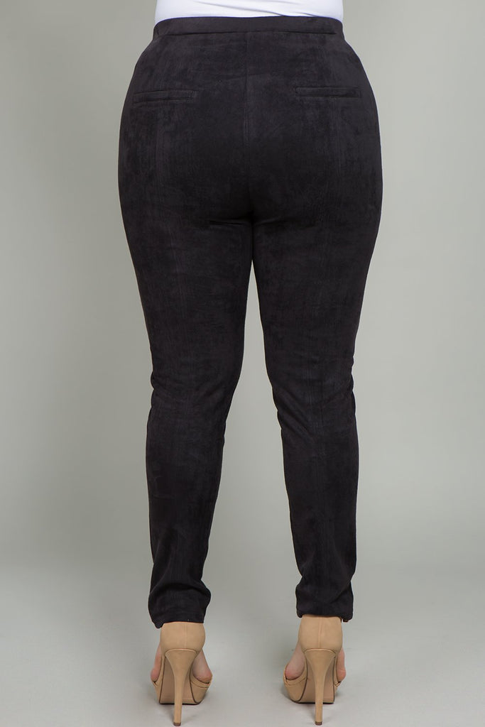 See And Be Seen Charcoal Faux Suede Plus Legging-Curvy/Plus Bottoms-See And Be Seen-Deja Nu Boutique, Women's Fashion Boutique in Lampasas, Texas