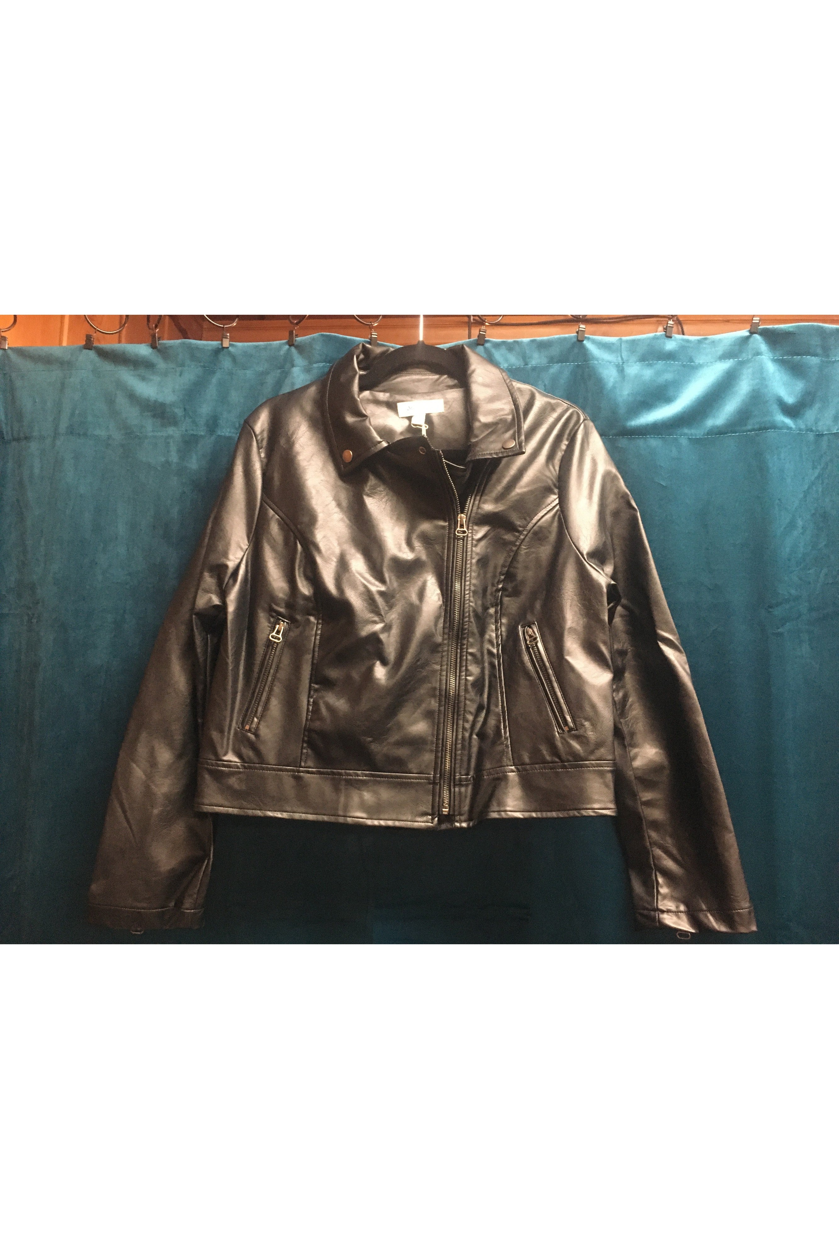 She And Sky Black Leather Moto Jacket-Jackets-She And Sky-Deja Nu Boutique, Women's Fashion Boutique in Lampasas, Texas